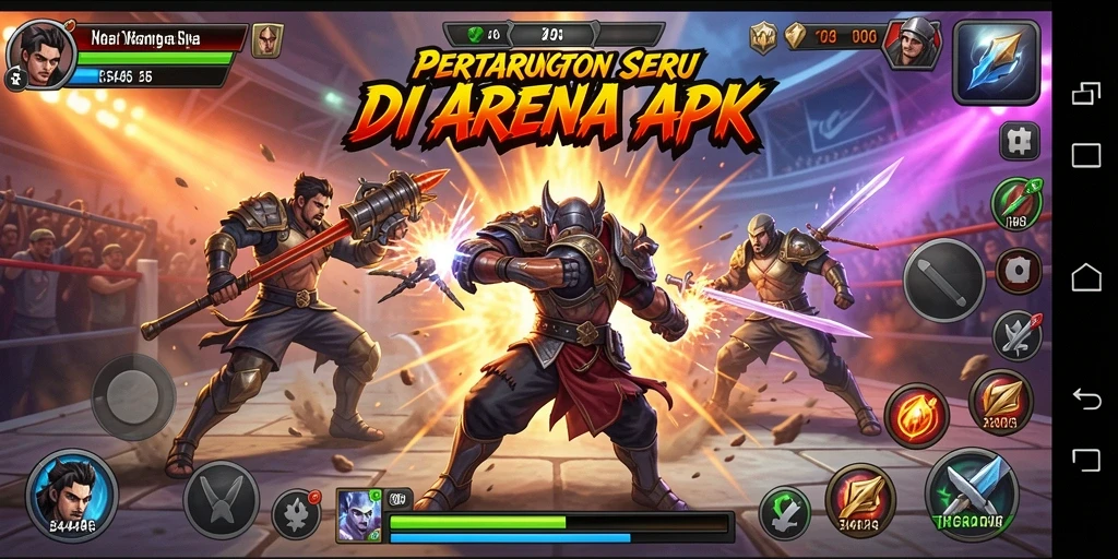 Tampilan utama gameplay <strong>3446</strong> yang menampilkan pertarungan intens di arena.