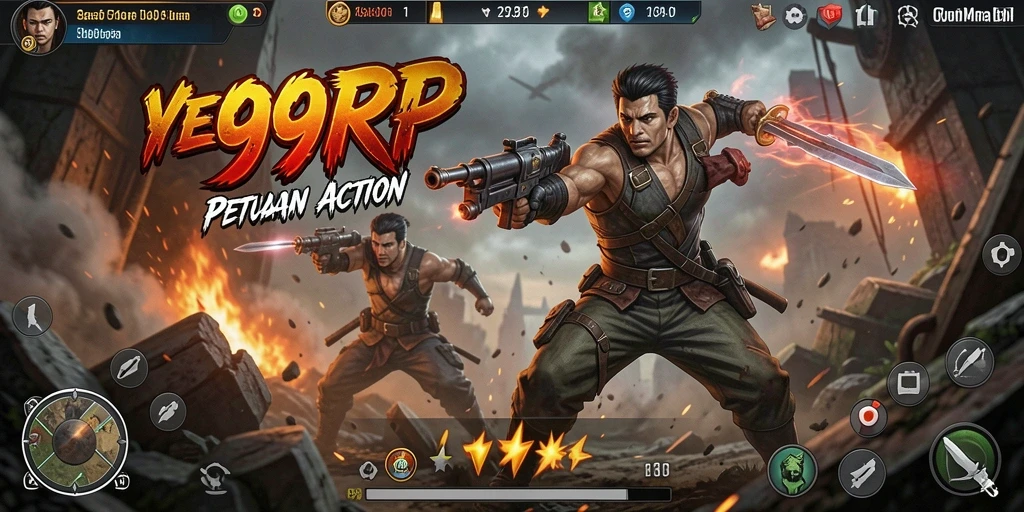 Tampilan gameplay Action yang seru dan menegangkan dalam 99RP.