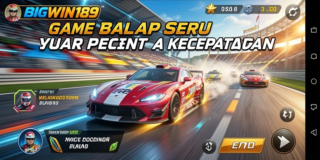 Tangkapan layar gameplay menampilkan balapan seru dengan grafik memukau.