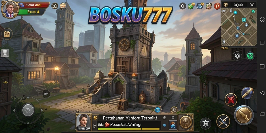 Tampilan gameplay seru dalam Tower Defense BOSKU777 yang mendebarkan.