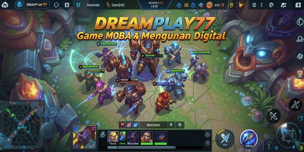 Tangkapan layar menunjukkan serunya gameplay MOBA dalam DREAMPLAY77.