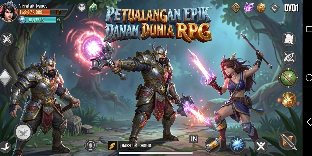 Tampilan gameplay DY01 yang menampilkan karakter dalam aksi RPG.