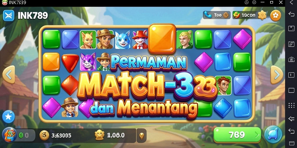 Tampilan gameplay INK789 yang menarik dengan tantangan Match-3.