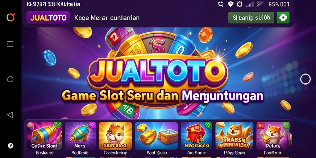 Tampilan gameplay menarik pada JUALTOTO dengan berbagai simbol Slot.