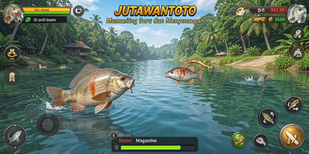 Gameplay seru di JUTAWANTOTO menampilkan aksi memancing yang mengasyikkan.