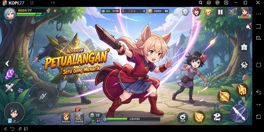 Tampilan gameplay KOPI77 dengan karakter Anime yang menarik.